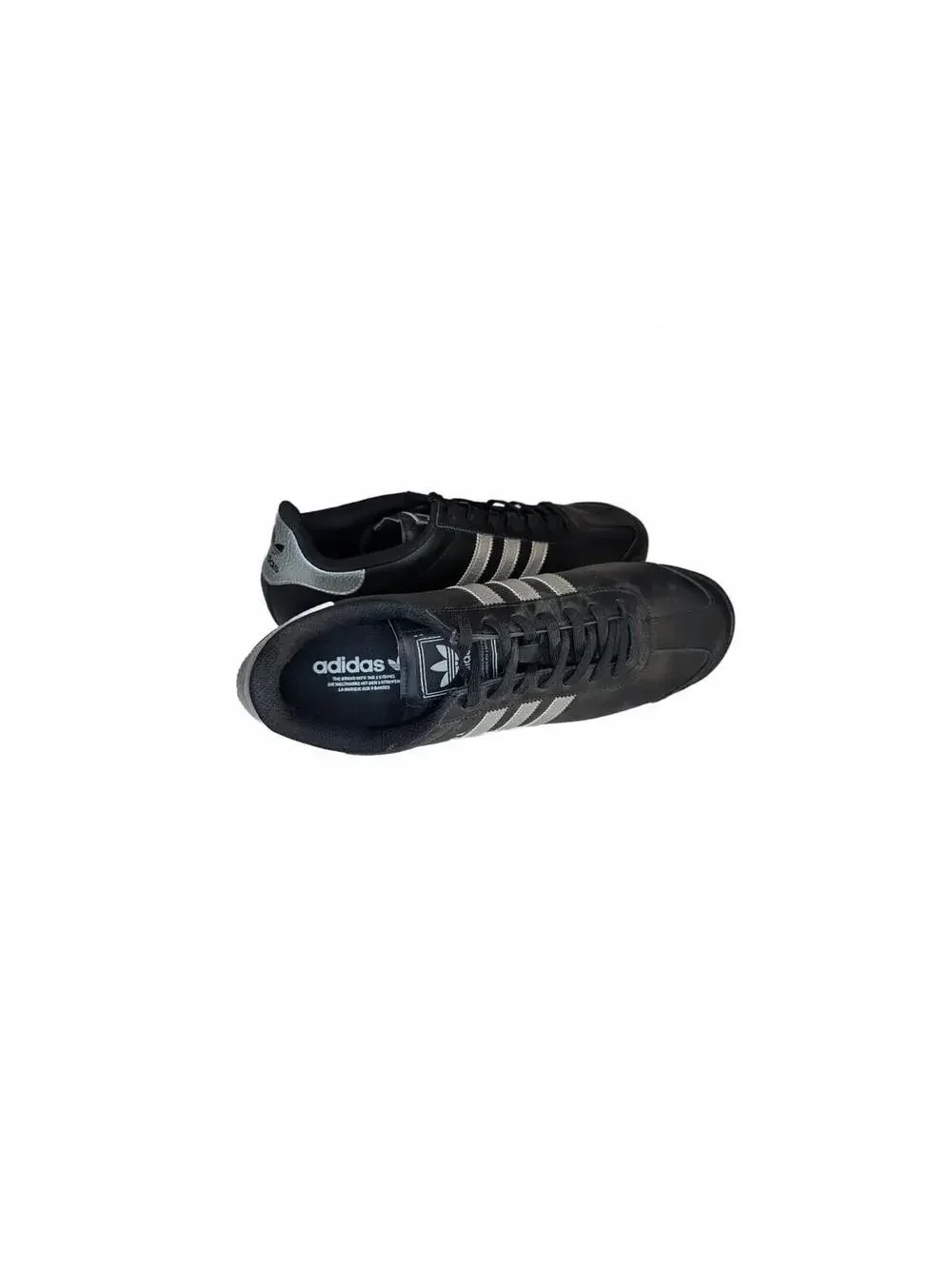 Adidas Samoa Black Sneakers with Metallic Silver Detailing, Size 13